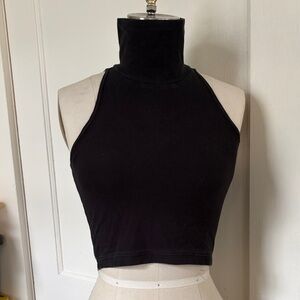 American Apparel Black High-Neck Sleeveless Crop Top - Women's